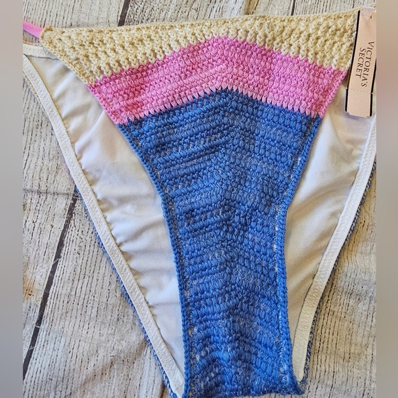 Victoria's Secret Size Small New w Tag Crochet Bikini Bottom Side Ties Multicolo - Picture 2 of 8